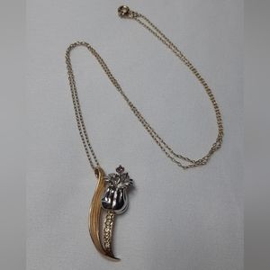 Gold Fill Dane Craft Chain with Garnet and Tourmaline Floral Pendant